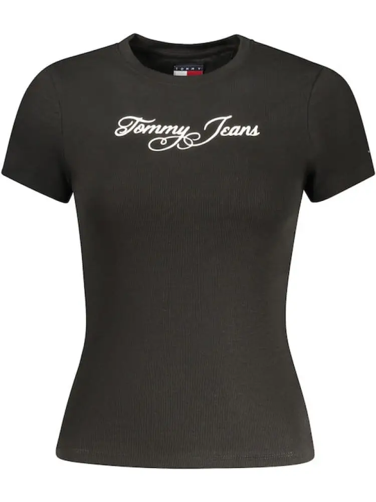 tshirt nera donna logo sul davanti