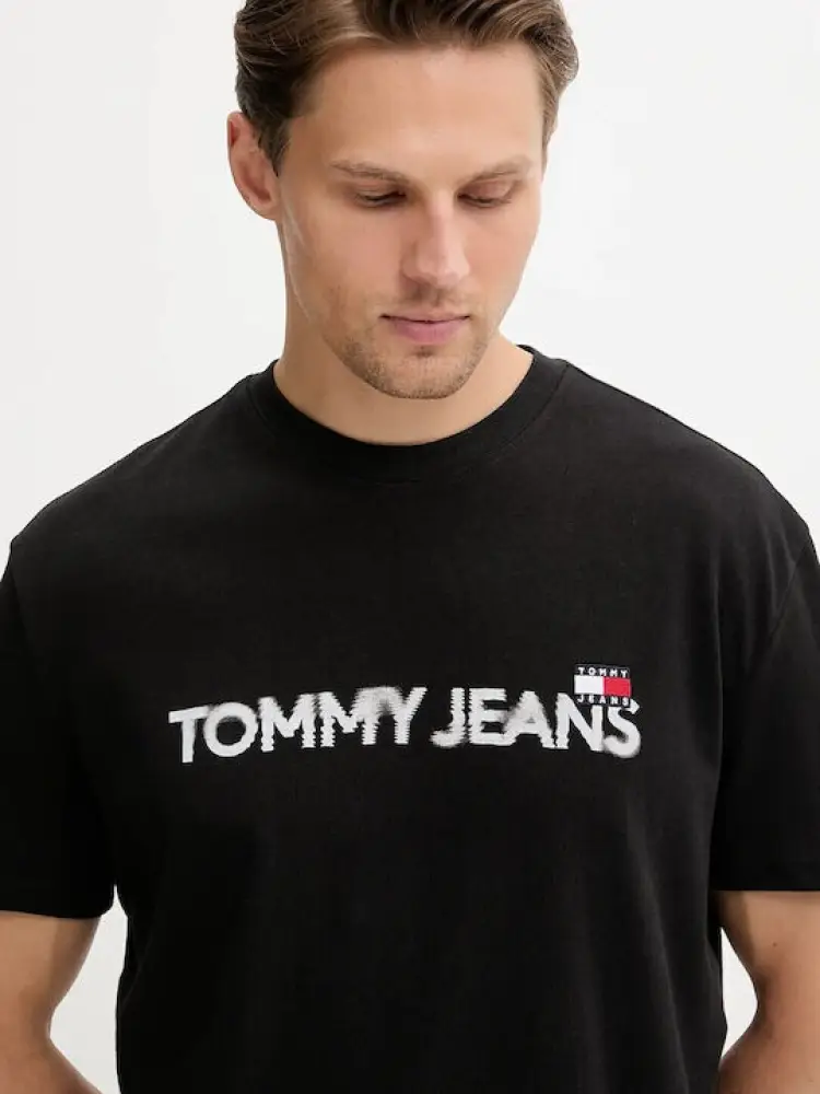 tshirt nera uomo in cotone maxi logo sul davanti miniatura 2