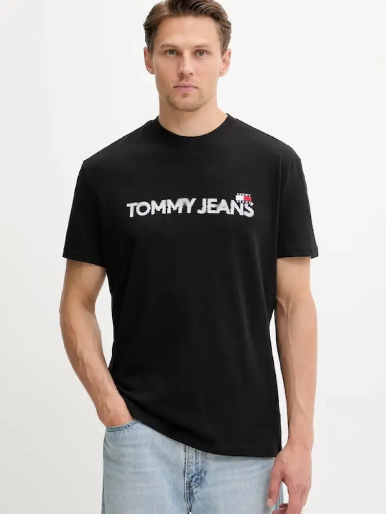 tshirt nera uomo in cotone maxi logo sul davanti