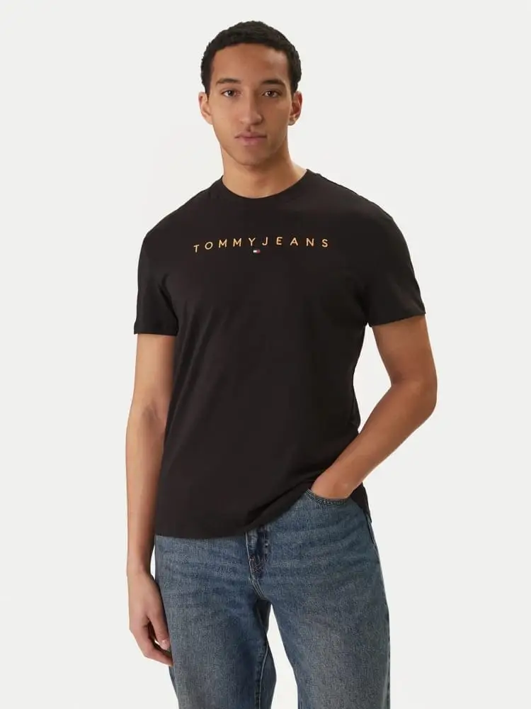 tshirt nera uomo logo a contrasto