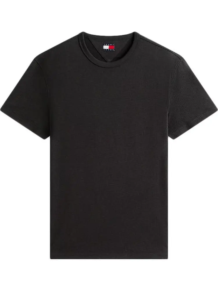 tshirt nera uomo logo sul fondo