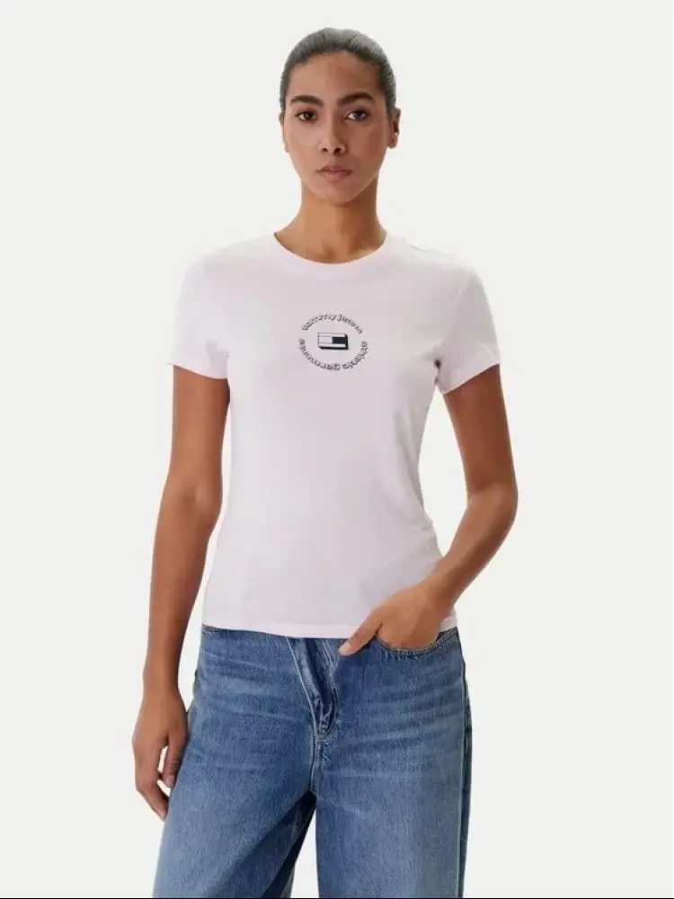 tshirt rosa donna logo sul davanti