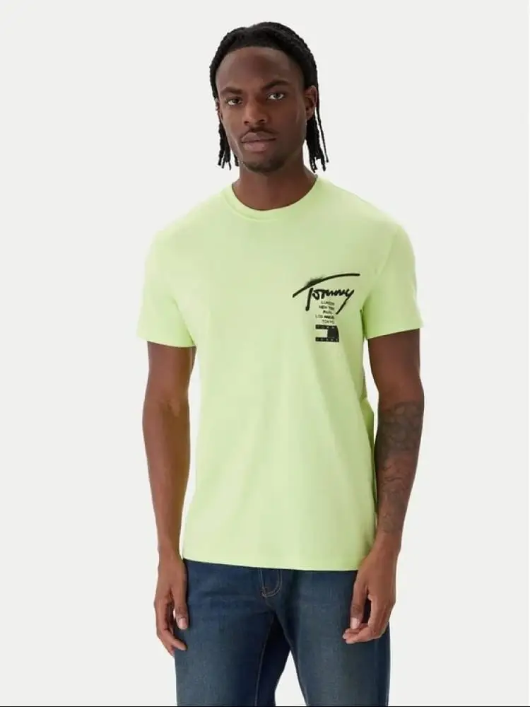 tshirt verde lime uomo maxi logo