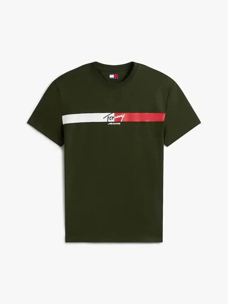 tshirt verde militare uomo logo sul davanti