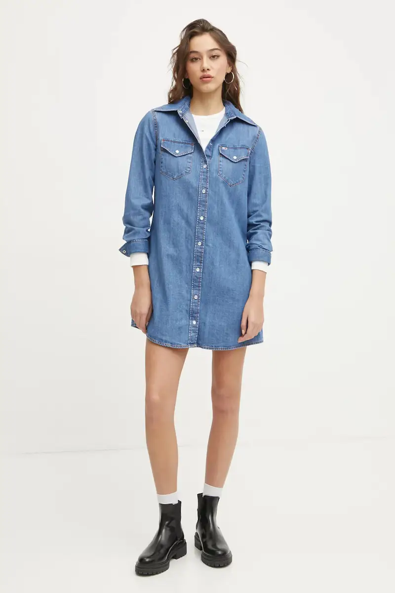 vestito di jeans colore blu DW0DW19853 miniatura 2