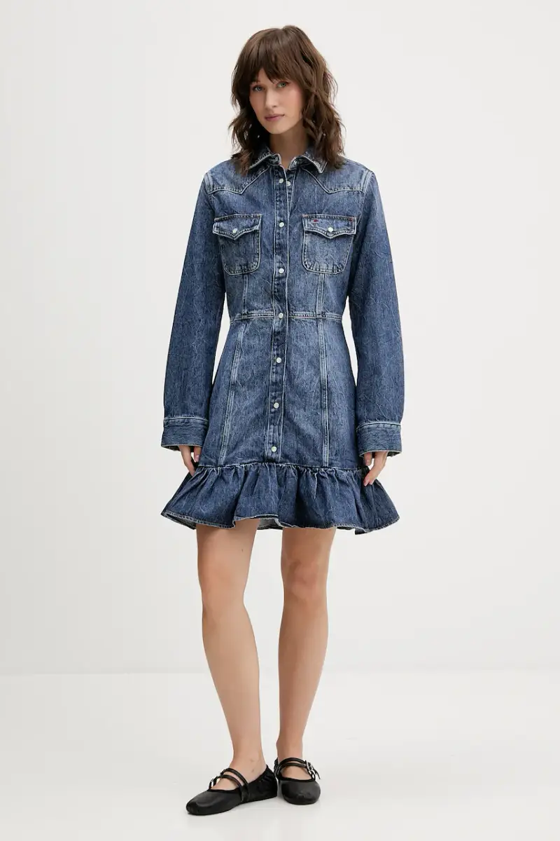 vestito di jeans colore blu navy DW0DW21635 miniatura 2