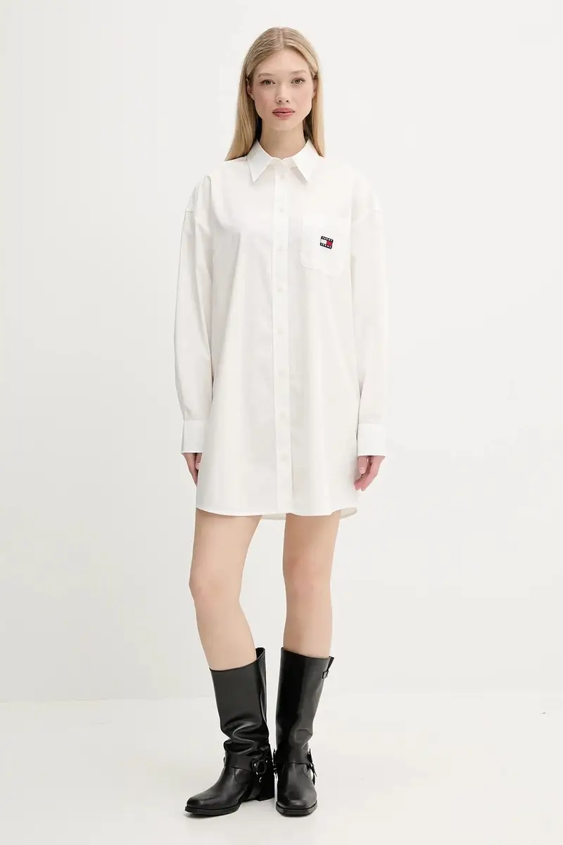 vestito in cotone colore bianco DW0DW21122 miniatura 2