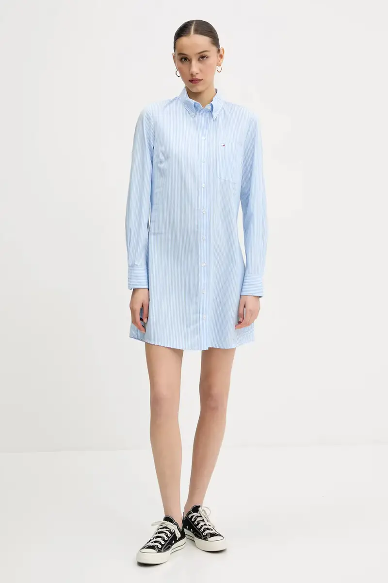 vestito in cotone colore blu DW0DW20334 miniatura 2