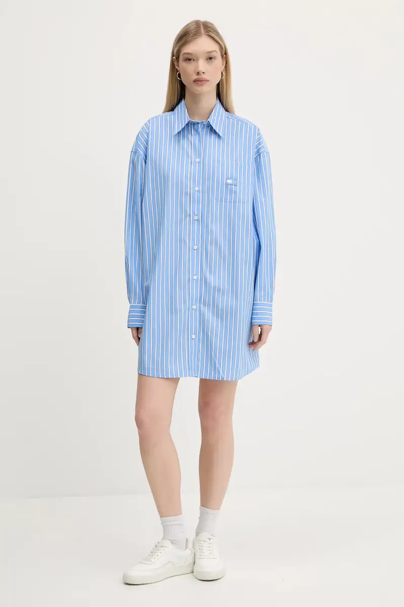 vestito in cotone colore blu DW0DW21122 miniatura 2