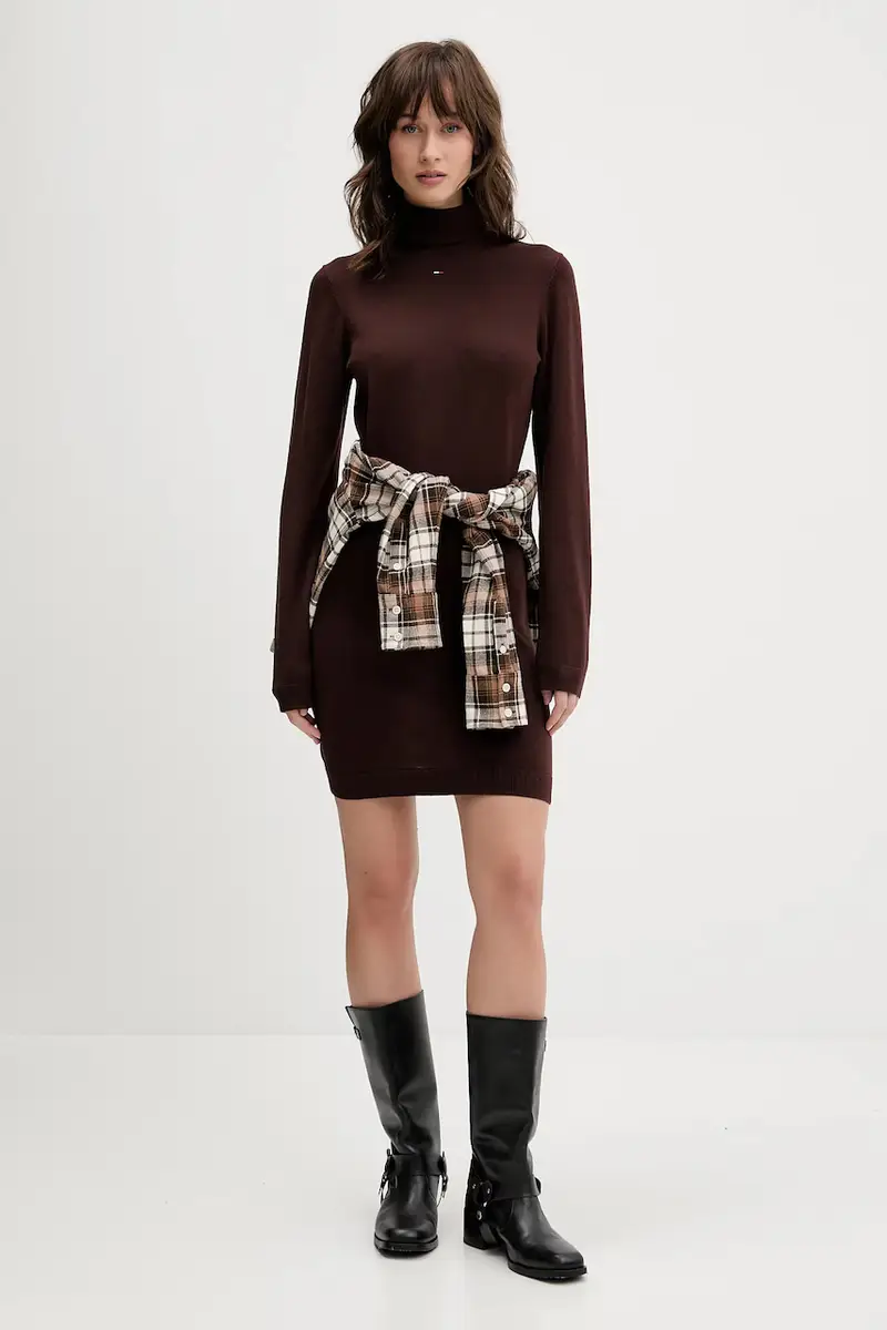 vestito in cotone colore marrone DW0DW21958 miniatura 2