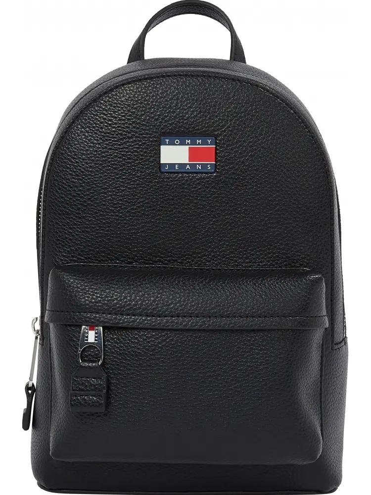 zaino nero donna in ecopelle martellata logo sul davanti