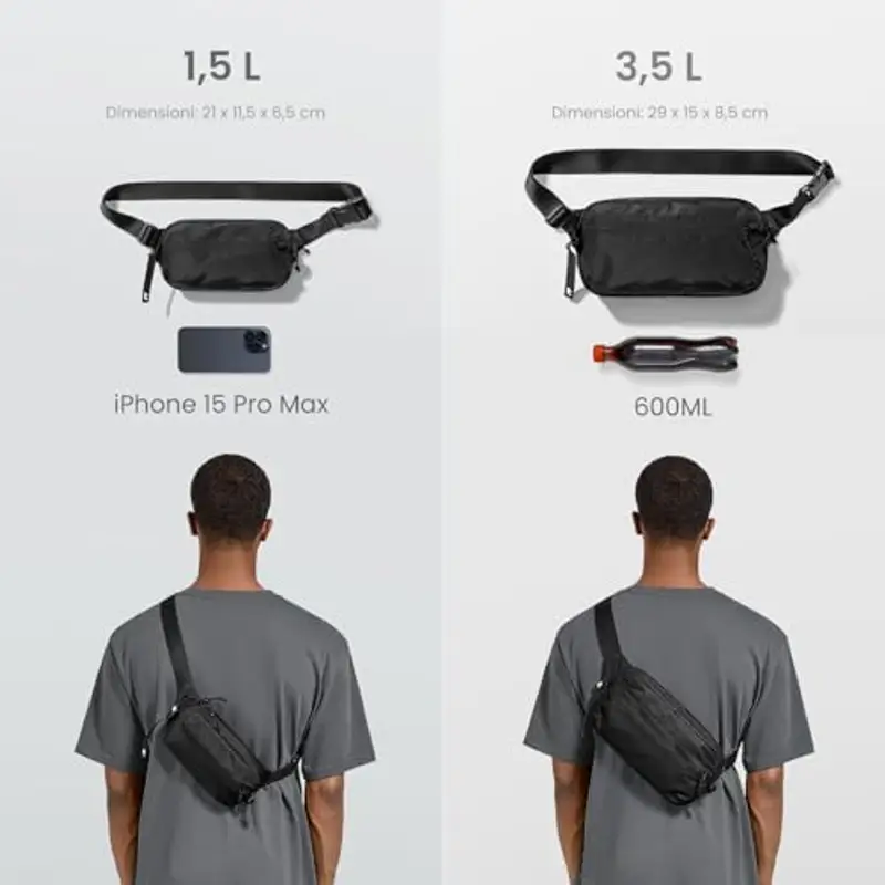 Tomtoc Marsupio Uomo Nero 815079 miniatura 2