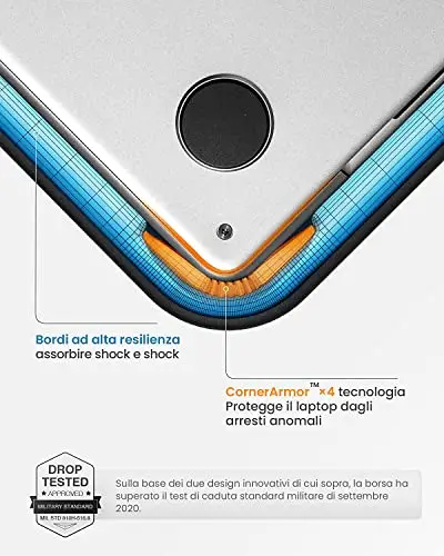 tomtoc Custodia per Laptop per 13 Pollici MacBook Air 2025 M4/A3240 M3/A3113 M2/A2681 M1/A2337, 13" MacBook Pro miniatura 2