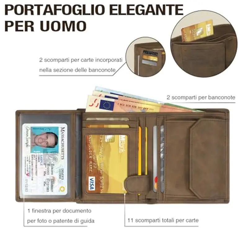 Tomylv Portamonete Uomo Marrone 1205453 miniatura 2
