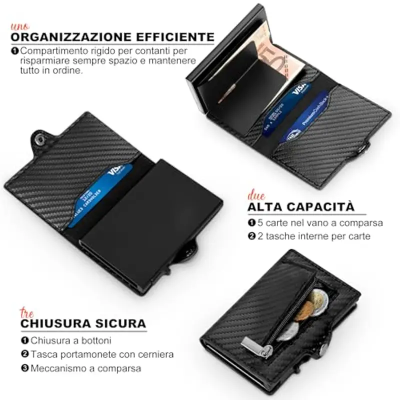 Tomylv Porta carte di credito Uomo Nero 942999 miniatura 2