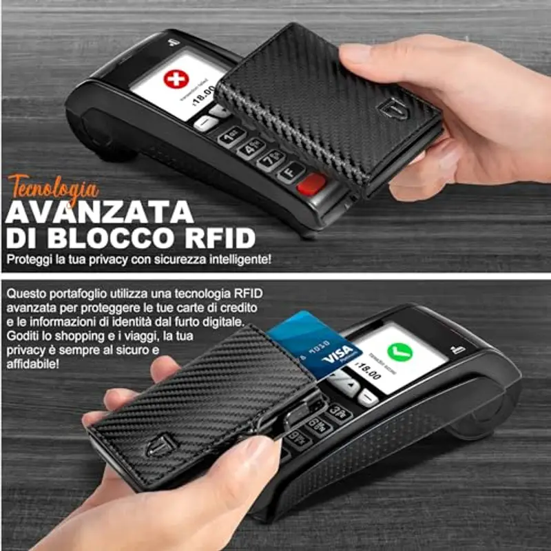 Tomylv Porta carte di credito Uomo Nero 942999 miniatura 3