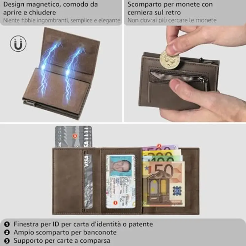 Tomylv Portamonete Uomo Testa di moro 943184 miniatura 2