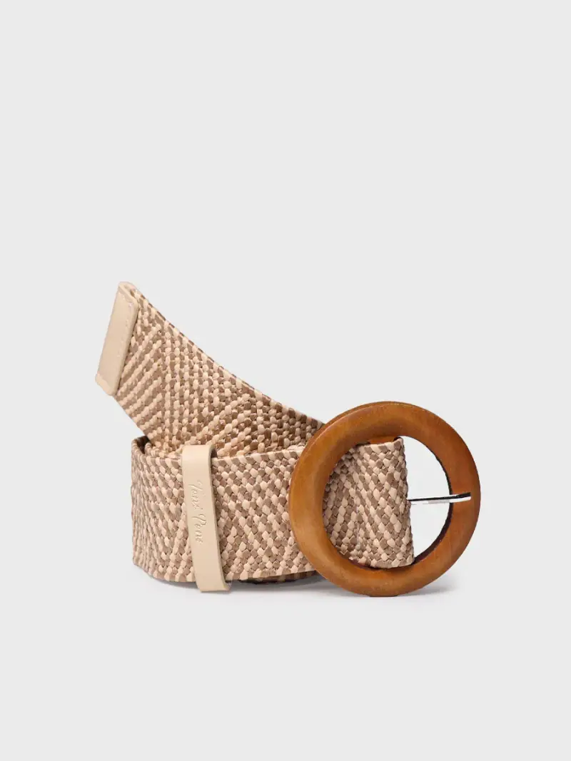 Cintura da donna in tessuto e pelle | NICA TAUPE