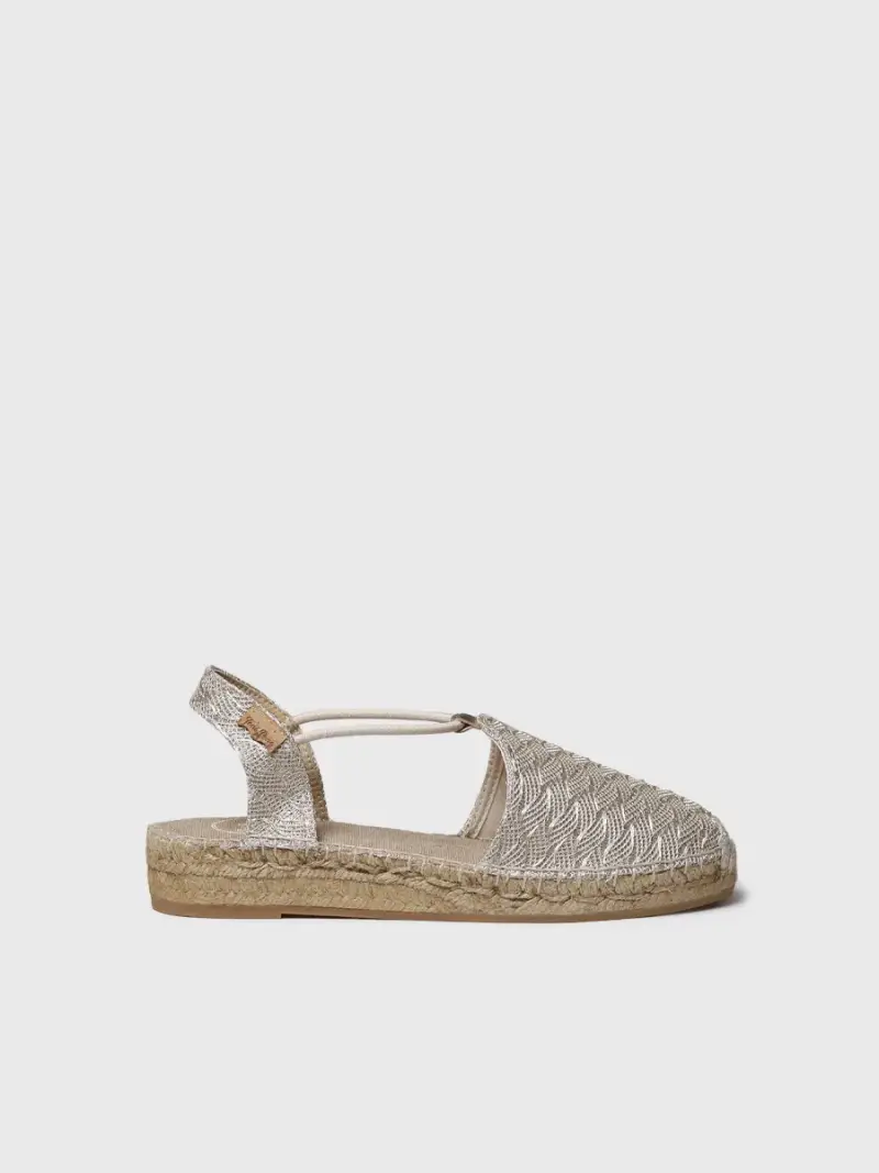 Espadrilla bassa brillante da donna con elastici | NEREA-CG PLATINO