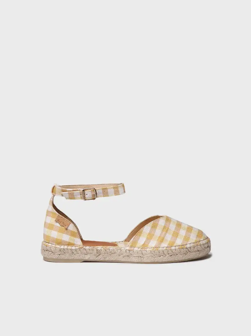 Espadrilla bassa da donna con stampa vichy | NURI-VH AMARILLO