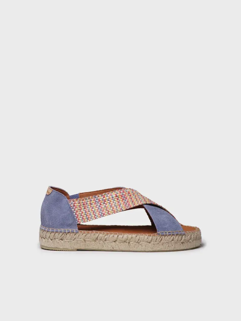 Espadrilla bassa da donna in camoscio e rafia | MAR AZUL