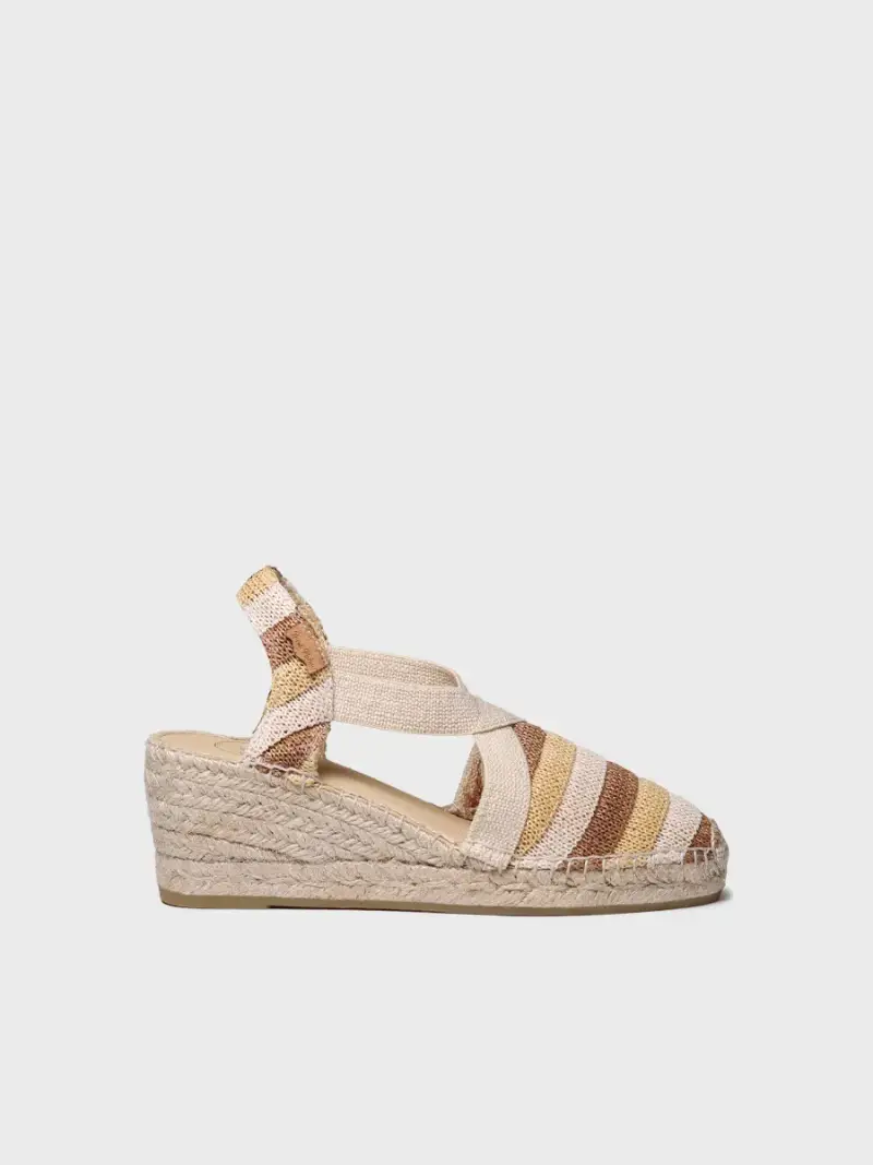 Espadrilla con zeppa a righe con fasce elastiche | TERRA-AB PIEDRA