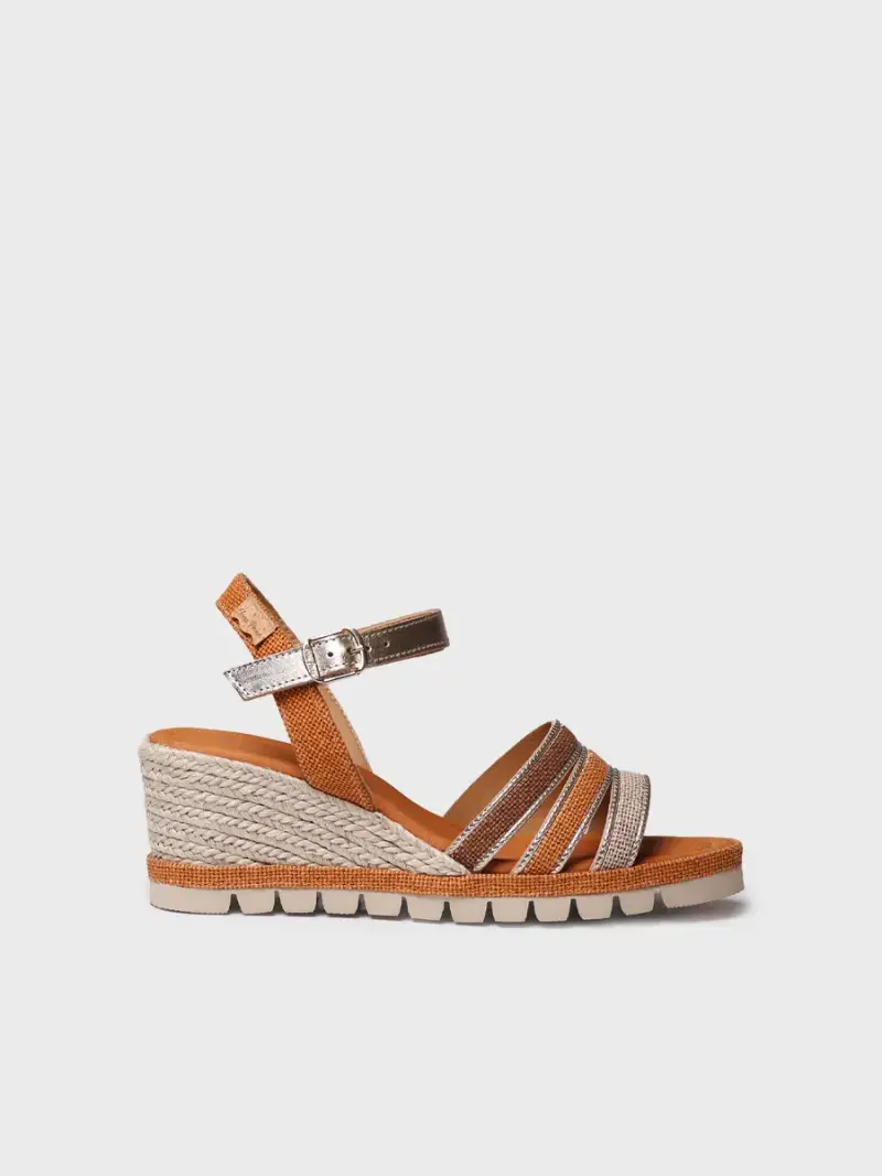 Espadrilla con zeppa in pelle con suola leggera e flessibile | ZENIT TEJA