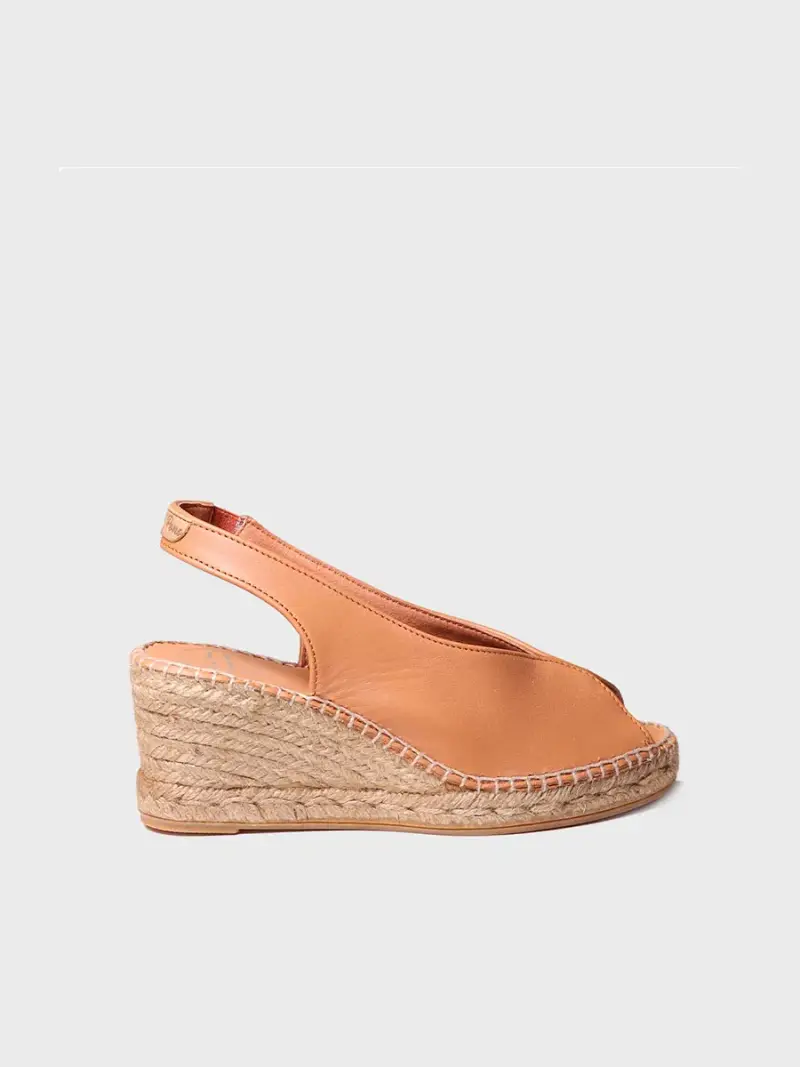 Espadrilla con zeppa stile peep toe | LAILA-P CUERO