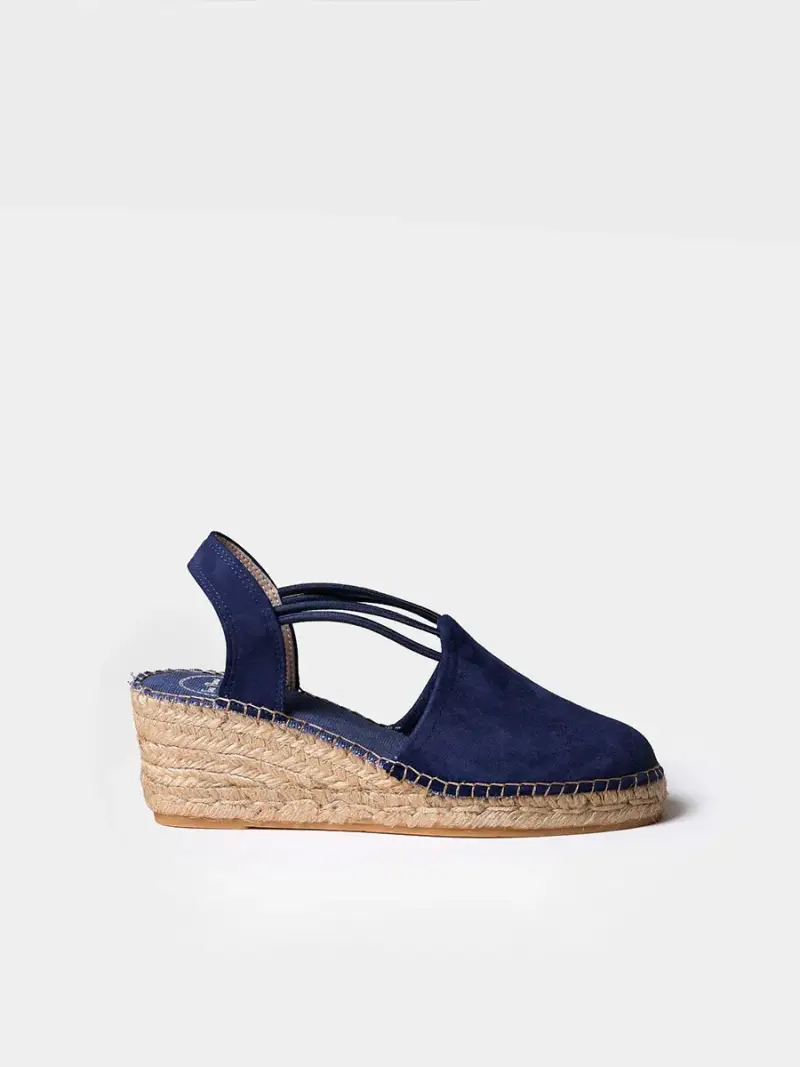Espadrilla da donna con zeppa in camoscio con elastici | TREMP MARINO