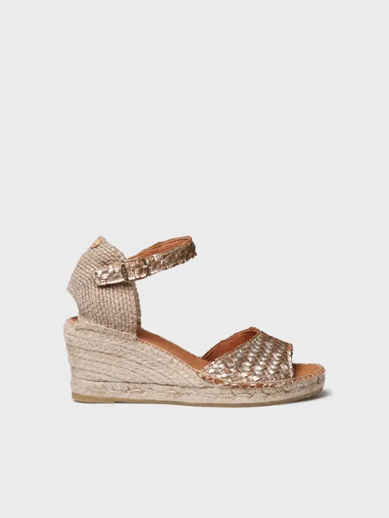 Espadrilla da donna con zeppa in pelle intrecciata | SARAI PLATINO