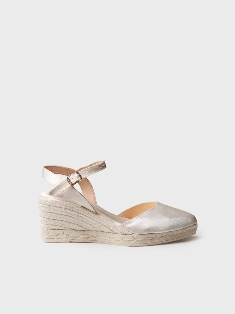 Espadrilla da donna con zeppa in raso | MARGOT CRUDO