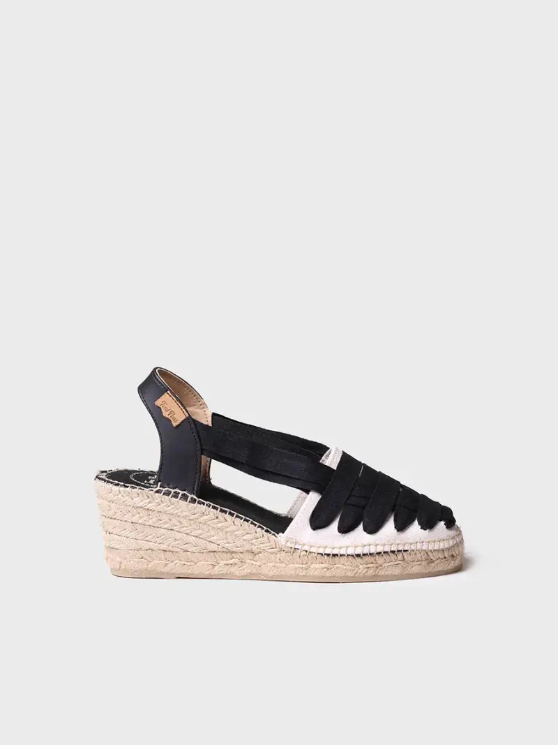 Espadrilla da donna con zeppa in tela con nastri | TRACY-CU NEGRO