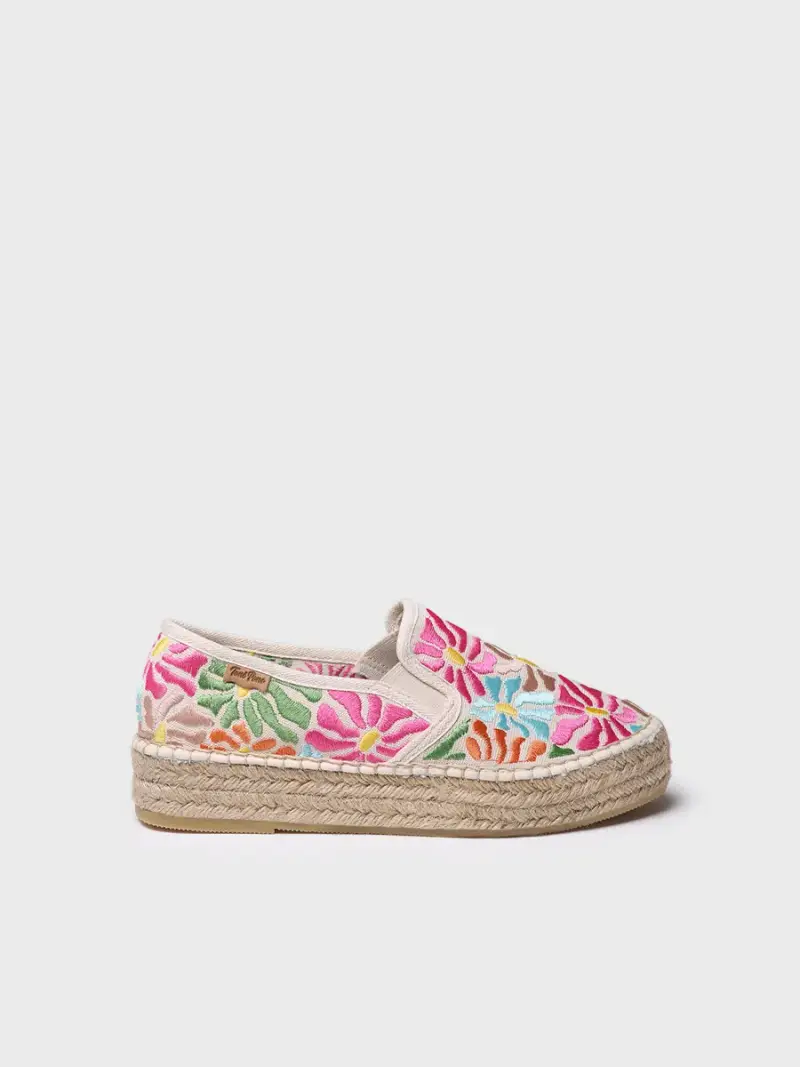 Espadrillas chiuse in cotone ricamato multicolore MOSAICO
