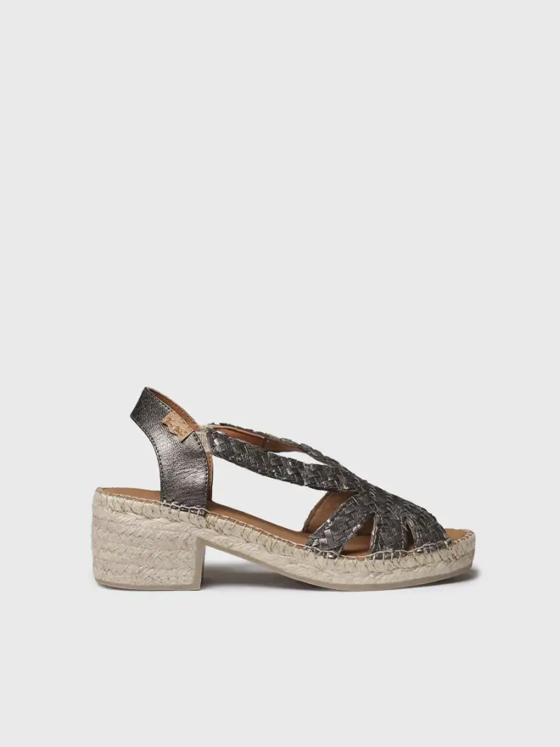 Espadrillas con tacco basso da donna in tessuto metallizzato | DORIS BRONCE