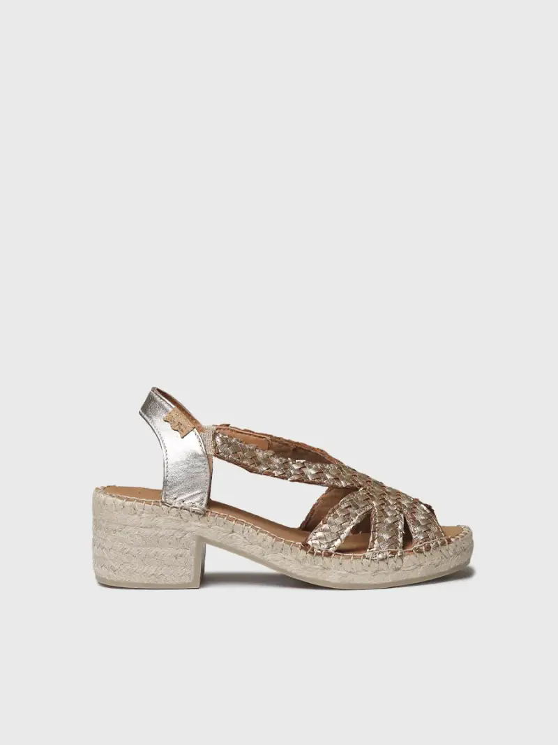 Espadrillas con tacco basso da donna in tessuto metallizzato | DORIS PLATINO