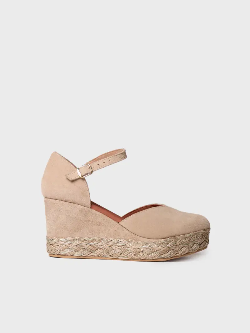 Espadrillas da donna alte in pelle scamosciata - PALOMA BEIGE