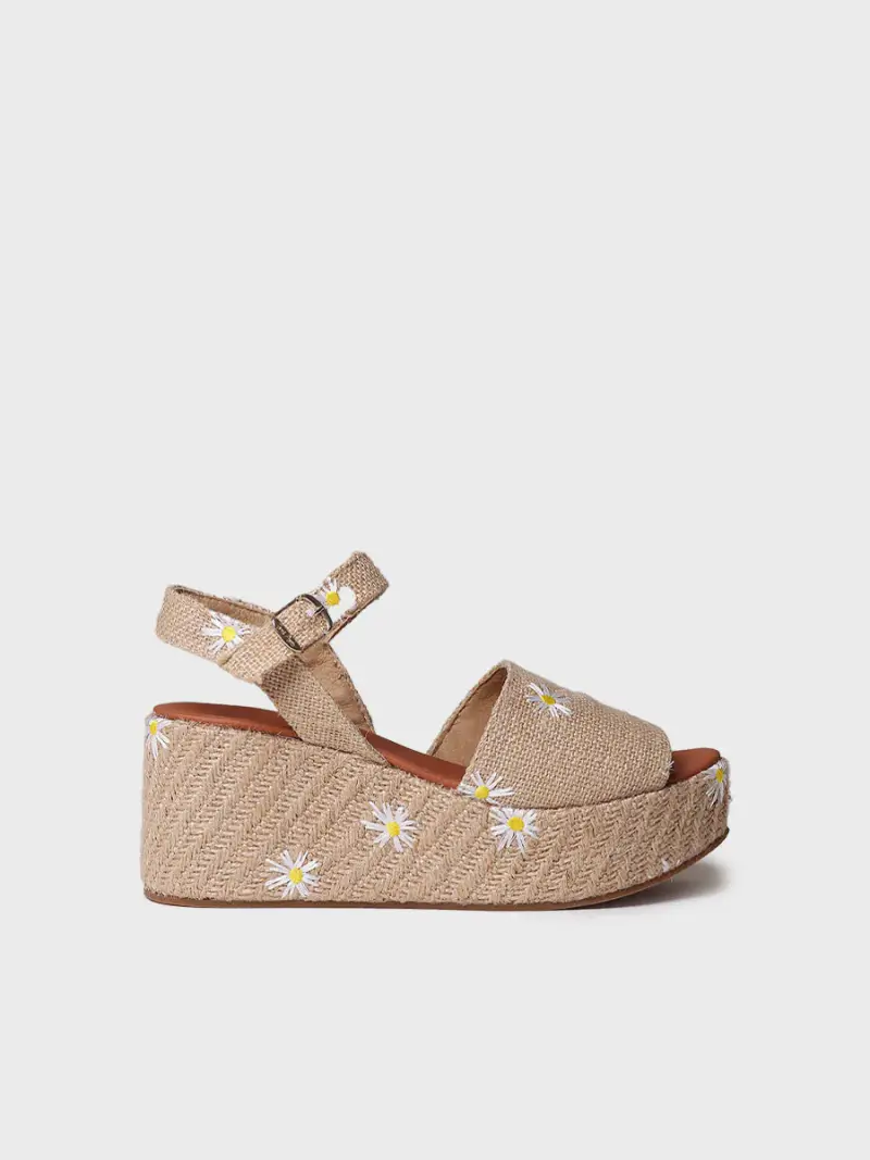 Espadrillas da donna con margherite - SEUL NATURALE