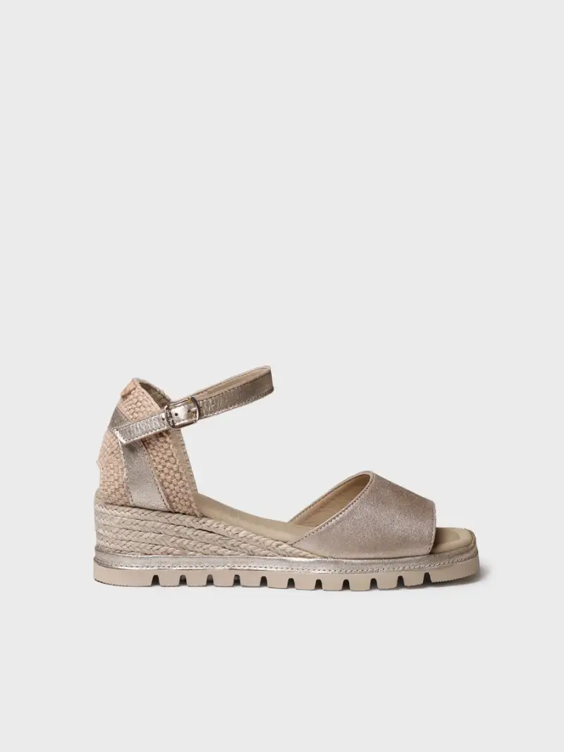 Espadrillas da donna con zeppa in camoscio | BRISA CHAMPAGNE