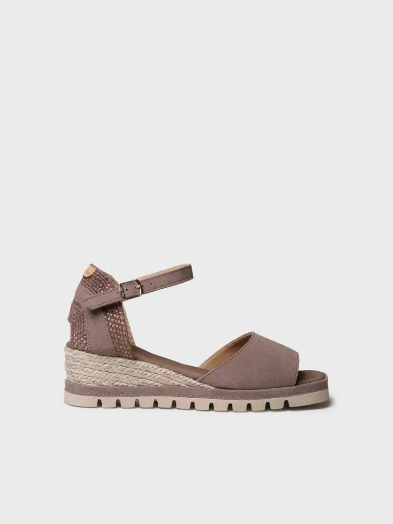 Espadrillas da donna con zeppa in camoscio | BRISA TAUPE