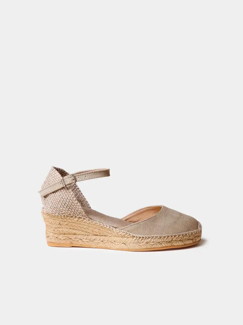 Espadrillas da donna con zeppa media e laccetto PIETRA