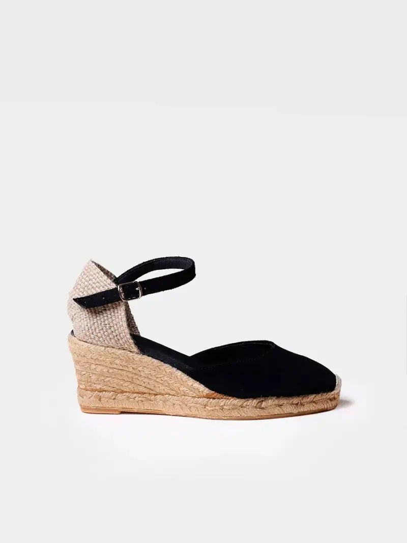 Espadrillas da donna in pelle chiuse NERO