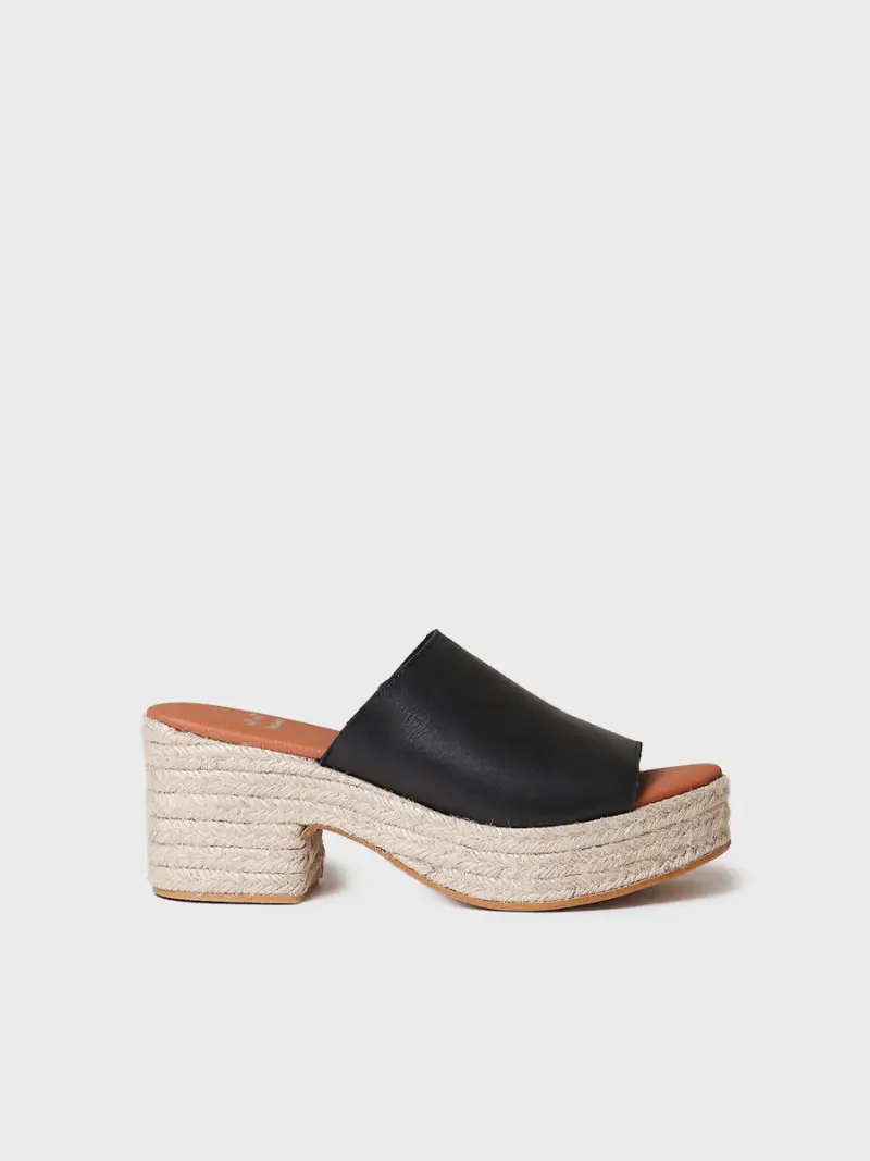 Espadrillas da donna in pelle con tacco largo - ANDREA NERO