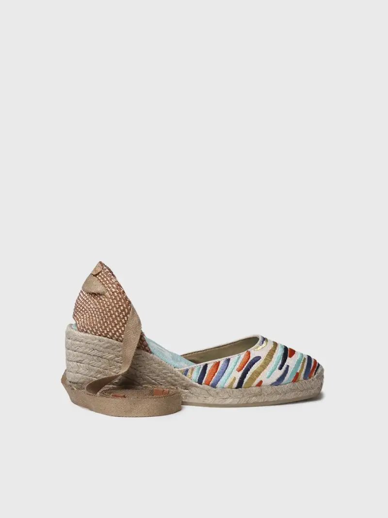 Espadrillas da donna ricamate con zeppa | CASTELL OLA
