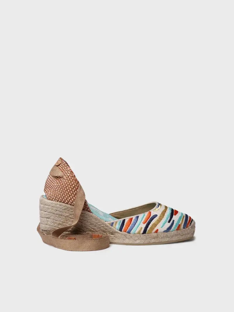 Espadrillas da donna ricamate con zeppa | CASTELL OLA