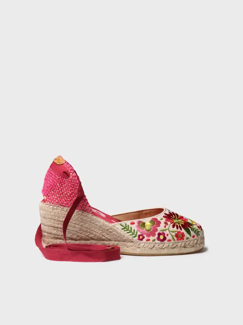 Espadrillas da donna ricamate con zeppa | CASTELL PEONIA
