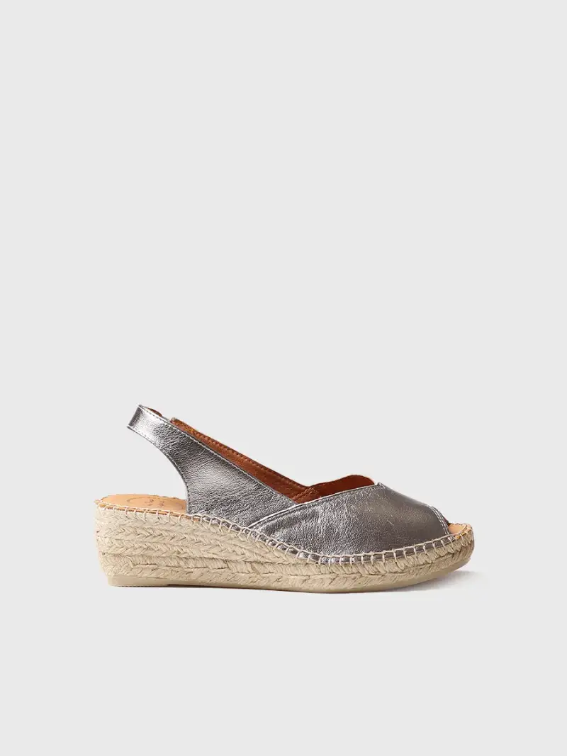 Espadrillas peep toe da donna con zeppa in pelle | BERNIA-P ACERO