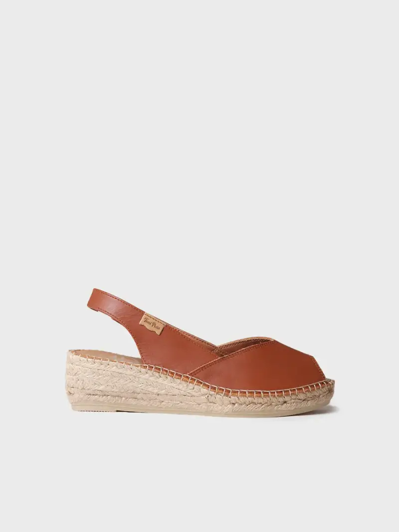 Espadrillas peep toe da donna con zeppa in pelle | BERNIA-P NOUGAT