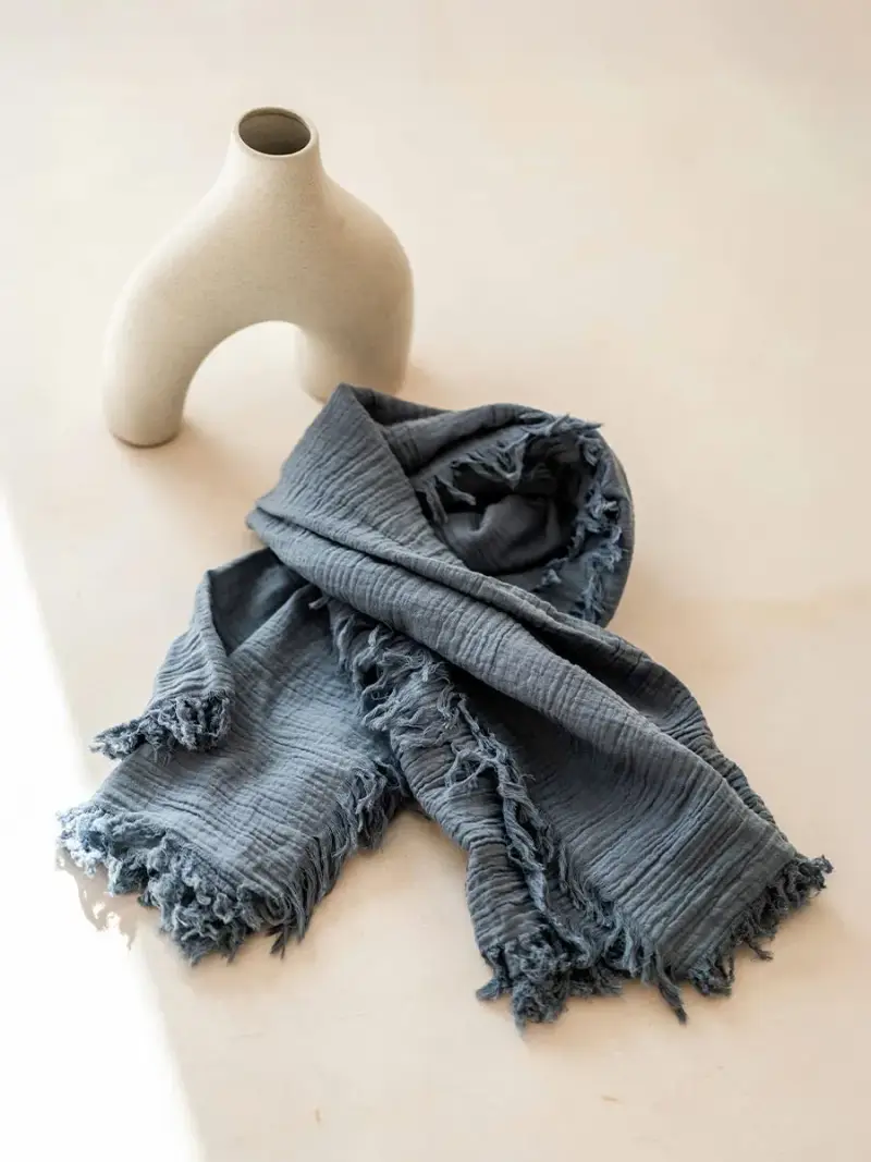 Foulard in cotone in tinta unita BLU