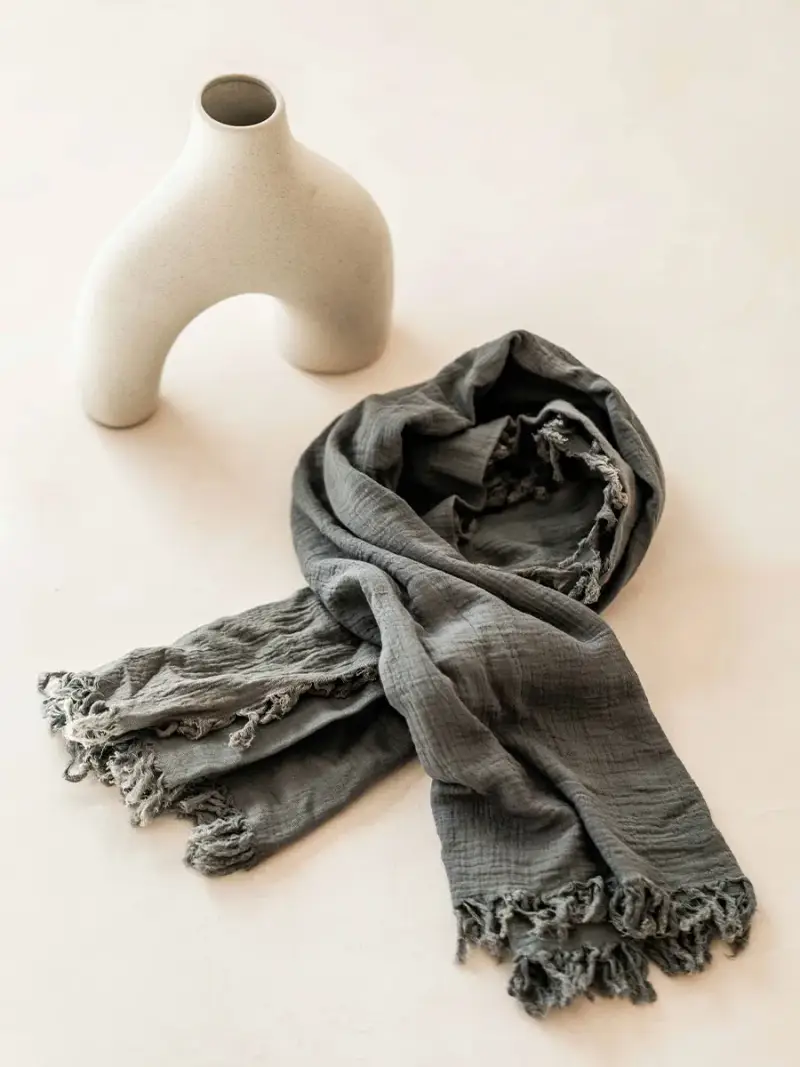 Foulard in cotone in tinta unita GRIGIO