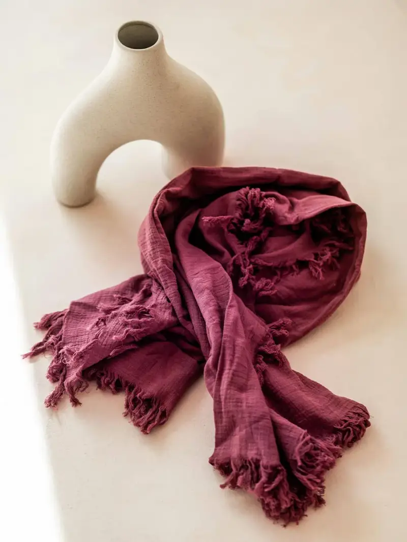 Foulard in cotone in tinta unita VINO